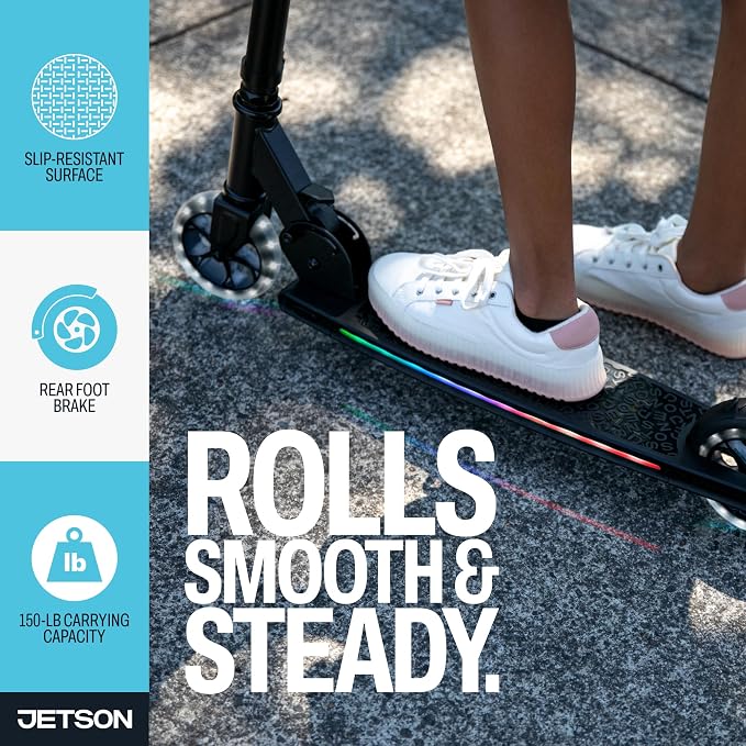 Jetson Mars 2-Wheel Light-Up Kick Scooter, Portable Scooter for Kids with Light-Up 4.6-Inch Wheels, Adjustable Handlebar Height, Foldable Design, Ages 5+