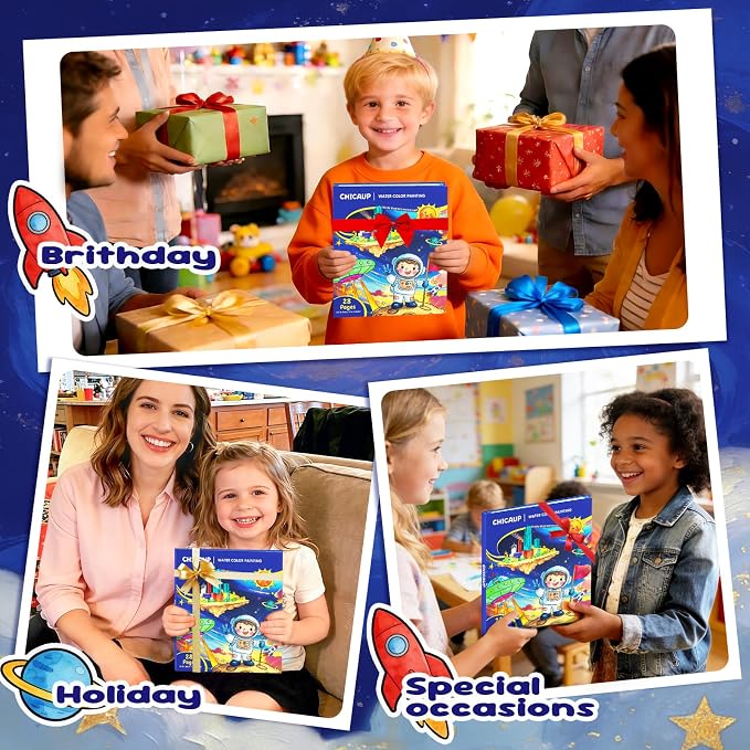 CHICAUP Paint with Water Coloring Books for Kids, Watercolor Paint Set Painting Activity for Kids Ages 3-5 4-8, Arts Crafts Drawing Gift Toy for Boy Girl (Dark Blue)