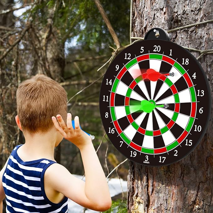 Dart Board - 12pcs Magnetic Darts - Excellent Indoor Game and Party Games - Gifts for 5 6 7 8 9 10 11 12 Year Old Boy Kids