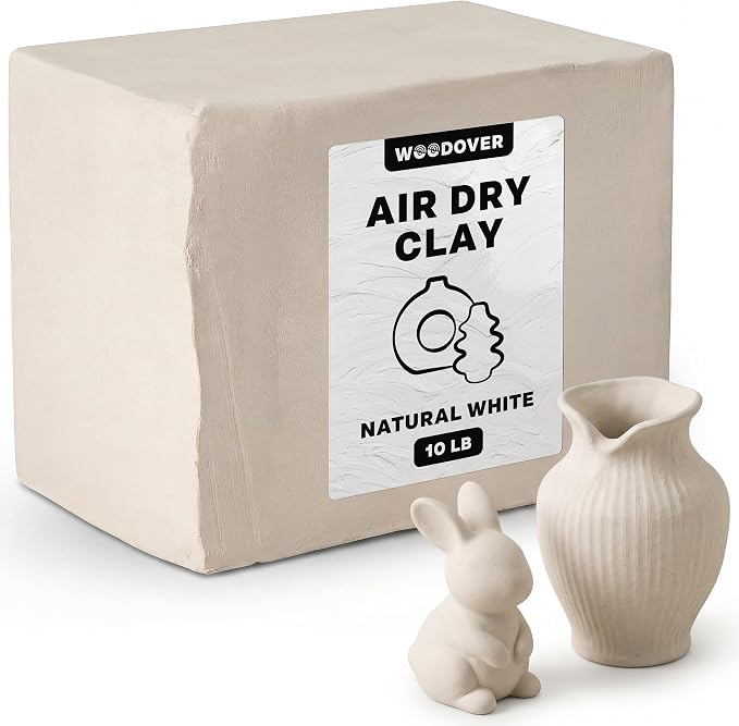 WOODOVER Premium Air Dry Clay White, 10 lb – Natural Modeling Clay for Sculpting, Pottery & DIY Crafts – Self-Hardening for Artists, Adults and Kids