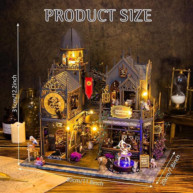 Miniature House Kit, Tiny House Kit with Light, DIY Mini House Building Kits for Adults to Building, Unique Gift for Birthday Mother's Day, Magic Castle
