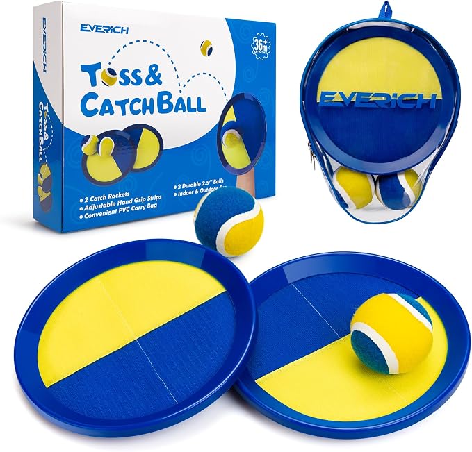 Toss and Catch Ball Game Set, Upgraded Sticky Paddle Ball Set for Kids & Toddlers, Sturdy & Water-Resistant Outdoor Backyard Beach Pool Toy, Birthday Gift for Boys Girls Ages 3-12