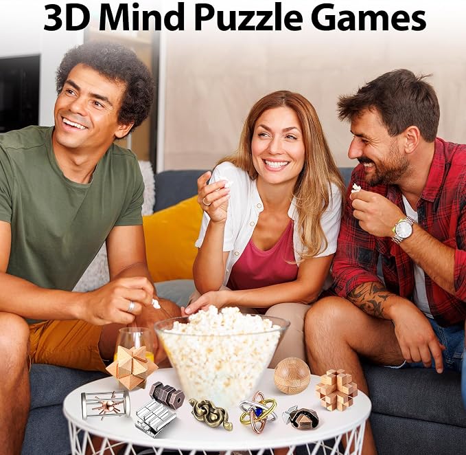 Syhood 14 Pcs Metal Brain Teaser Puzzles Ring Interlock Logic Puzzle Iq Lock Challenging Gift for Christmas Adults Party Table(Educational)