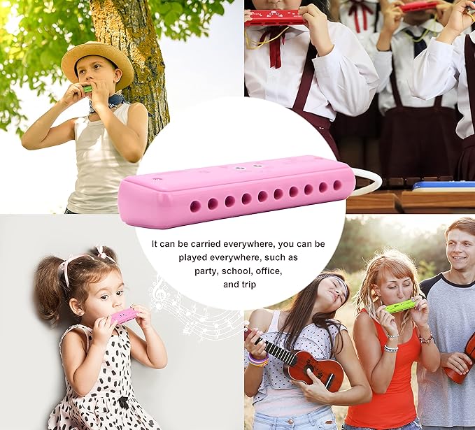 Crafteem Color Blues Harmonica, Key of C for Kids, Children, Toddler and Beginners,10 Hole 20 Tones Musical Instrument Toy Gift