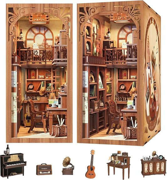 CUTEBEE Book Nook Kit - DIY Miniature House Dollhouse Kit for Adults, Booknook Tiny House Bookshelf Decor 3D Wooden Puzzle, Gifts for Family and Friends (The Secret Rhythm)
