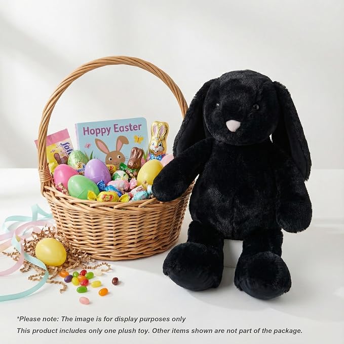 WEIGEDU Black Rabbit Bunny Stuffed Animal Plush Toy with Floppy Ears | 17.7 Inch, Soft Plush Cuddle Buddy, Gift for Boys, Girls, Nursery Decor, Easter