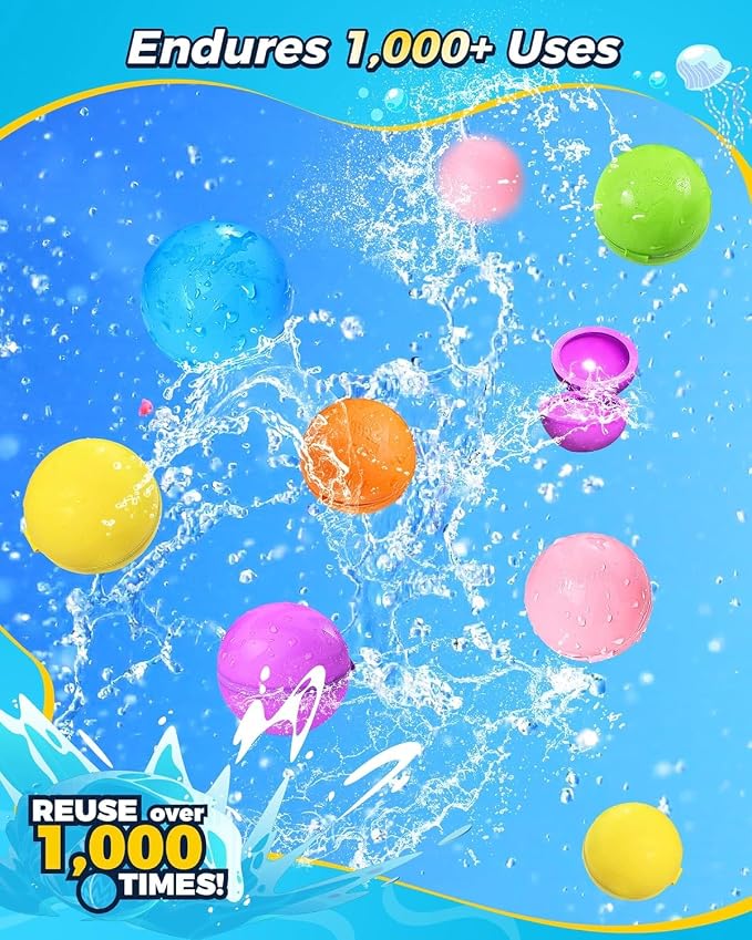 SOPPYCID Reusable Water Bomb balloons, Magnetic Refillable Water balls - Pool Toys for Boys and Girls, Beach Outdoor Activities Water Games Toy for kids Self Sealing Water Splash Ball (5Pack)