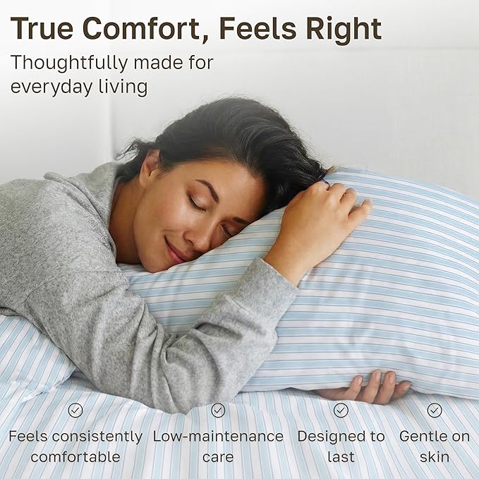 California Design Den Soft 100% Cotton Sheets Cal King Size Set, 400 TC Good Housekeeping Award Winner, Smooth Sateen Finish with Deep Pockets, Cozy and Durable Cotton Bedding Set - Cape Stripe Blue