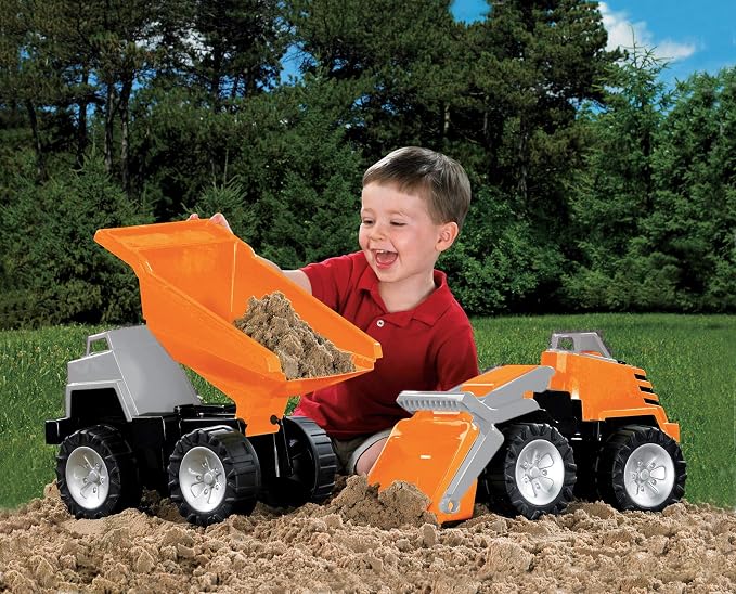 American Plastic Toys APT-77750 Mega Construction Set Dump Truck and Loader