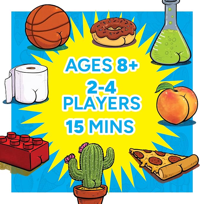 Gamewright Butts On Things Card Game, Fast Funny Family Card Game, 10 Minute Playtime, 2-4 Players, Ages 8+, Silly Butt Art Matching Game for Kids and Adults