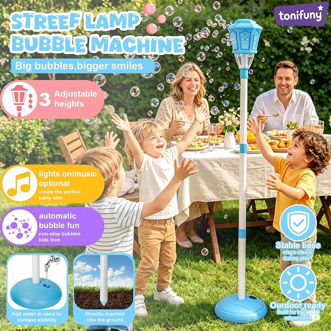 Automatic Bubble Machine Remote Control Multi Adjustable Height (Blue)