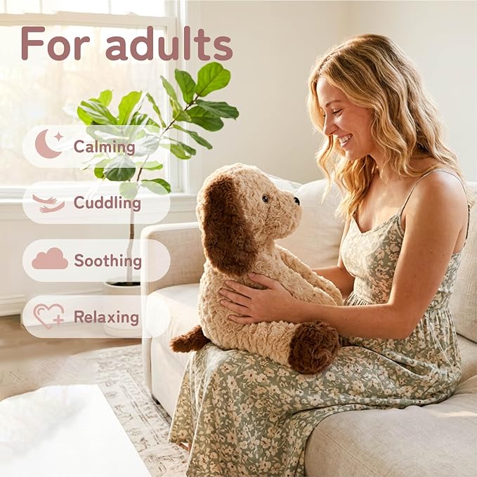 Niuniu Daddy 14" | 3.5 Pound Dog Weighted Stuffed Animals for Kids & Adults, Large Puppy Weighted Plushies Pillow for Sleeping Calming, Cute Sitting Plush Toy Huggable Gift for Everyday Comfort
