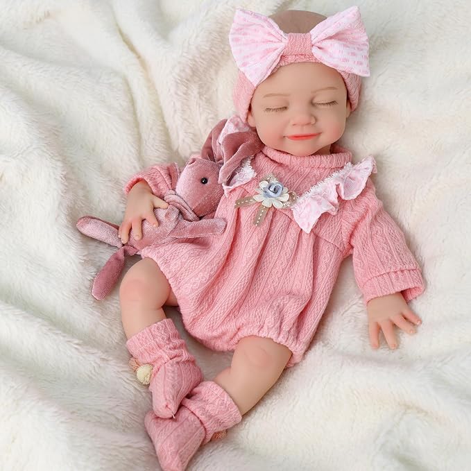 BABESIDE Silicone Baby Doll - 16" (Weight 4.9 Lb) Reborn Baby Dolls Silicone Full Body Anatomically Correct Weighted Bebe Reborn de silicona with Feeding Kit & Gift Box for Kids Age 3+