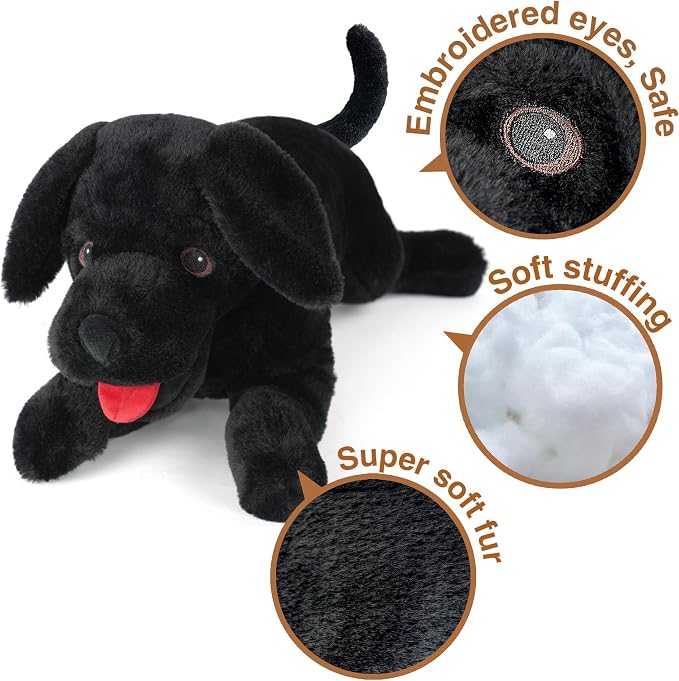 LotFancy Dog Stuffed Animal, 26 inch Black Lab Plush Dog, Realistic Stuffed Dog, Puppy Plush Toy for Kids