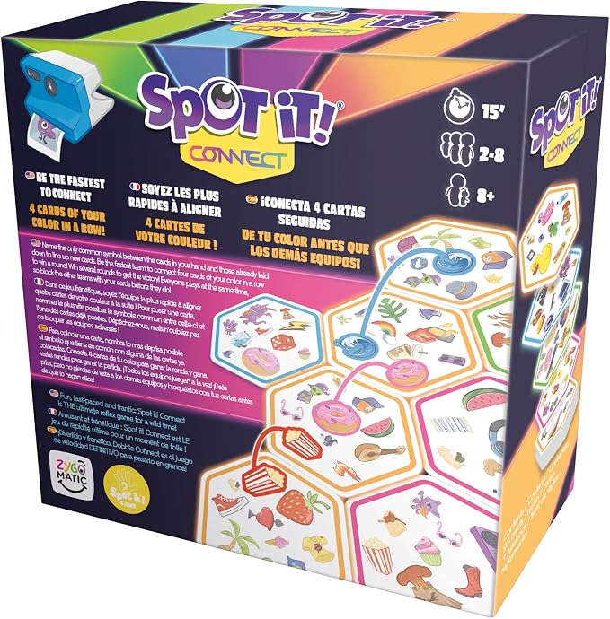 Asmodee Spot It! Connect - Fast-Paced Team Matching Game, Quick Reflexes, Fun for Game Night with Family and Friends, Great for Kids & Adults, Ages 8+, 2-8 Players, 15 Minute Playtime