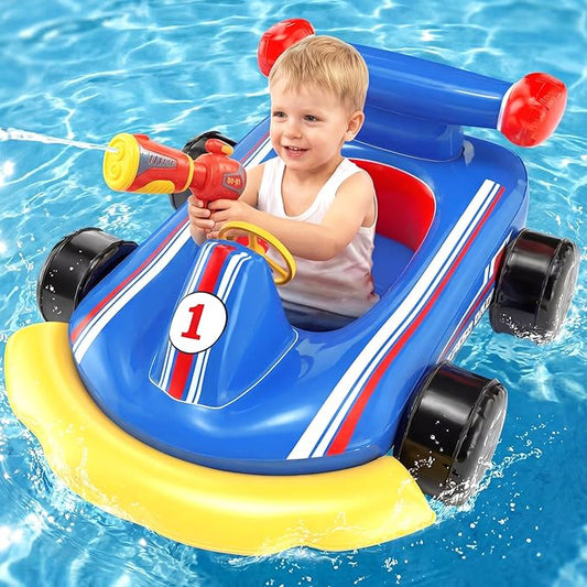 Lehoo Castle Kids Pool Floats with Water Gun, Pool Toys for Kids Ages 3-8, Inflatable Ride-on Toddler Pool Float Outdoor Summer Beach Water Toys for Boys and Girls
