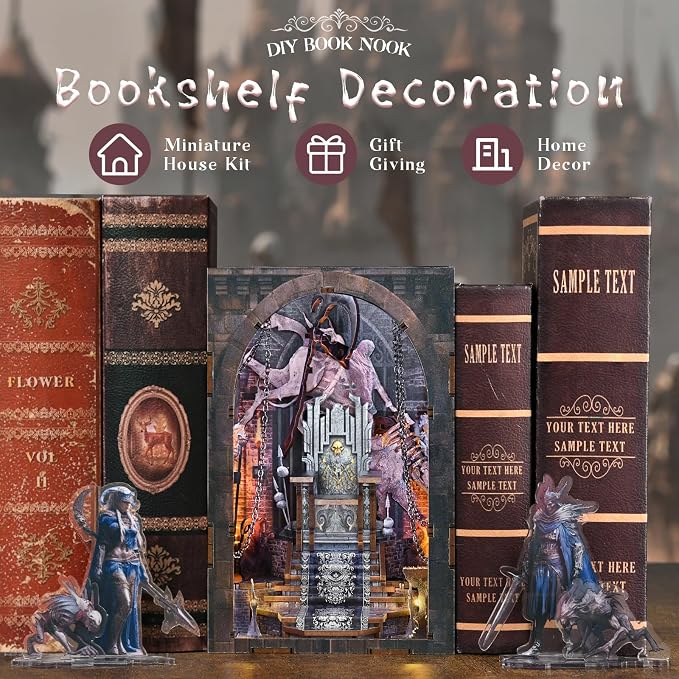MiniCity Book Nook Kit - DIY Miniature House Dollhouse Kit for Adults and Teens, Booknook Tiny House Bookshelf, Gifts for Family (Throne of Skulls)