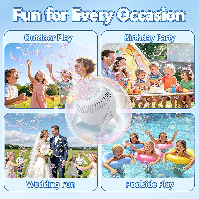 2026 Bubble Machine, 20000+ Bubbles Rechargeable Bubble Maker, Automatic Bubble Blower with Lights & 360° Adjustable Angle, Outdoor Bubble Toys Gifts for Kids, Birthday Parties, Backyard, Wedding