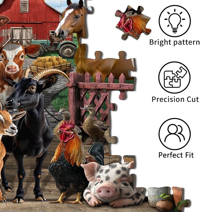 Puzzles for Kids Ages 6-8 – 200 Piece Farm Animals Puzzle for Kids Ages 8-10 – Fun and Educational Gift for Boys and Girls