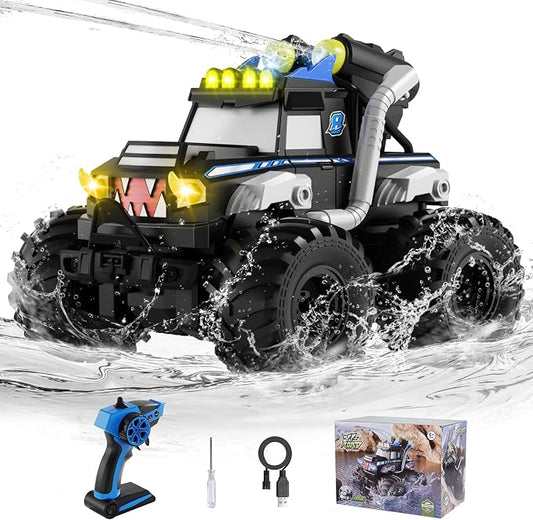 Remote Control Car, Waterproof Monster Trucks Toys, 1:18 Amphibious RC Cars, 2.4 GHz 4WD All Terrain Off-Road Pickup Toy Truck, Kids Toys for 6-12 Year Old Boys Girls Christmas Birthday Gifts Presents