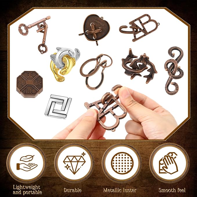 24 Pcs Metal Brain Teaser Puzzles Assortment for Adults Difficult Magic Puzzles Highly Hard Brain Games Iq Logic Test Disentanglement Game for Mind Challenge(Novelty)
