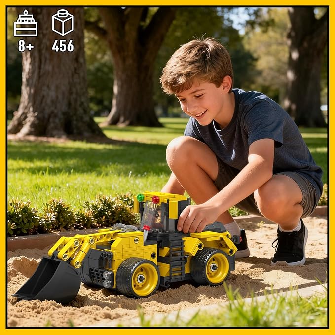 Mould King City Technik Wheel Loader Builidng Sets, MOC Construction Toy for boy Age 8-12, Engineering Farm Vehicle Model Kits with Articulated Steering/Scoop (456PCS+)