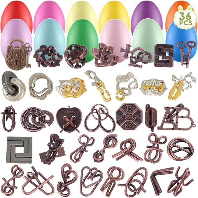 36 Pcs Brain Teaser Puzzles for Adults Teens - Metal Puzzles 3D Puzzle Game Toys for Adults Teens - Unlock Interlocking Puzzle Adult IQ Education Smart Toys
