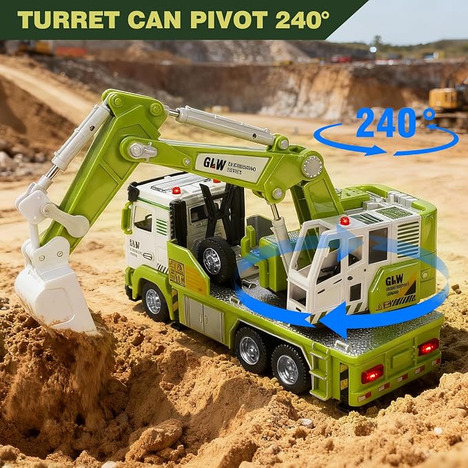 Excavator Truck Toy for Boys-1:40 Simulation Model, Educational Construction Toys with Realistic Lights & Sounds, Perfect Christmas Birthday Gifts for Kid Ages 3 4 5 6 7 8 Years Old (Excavator Truck)