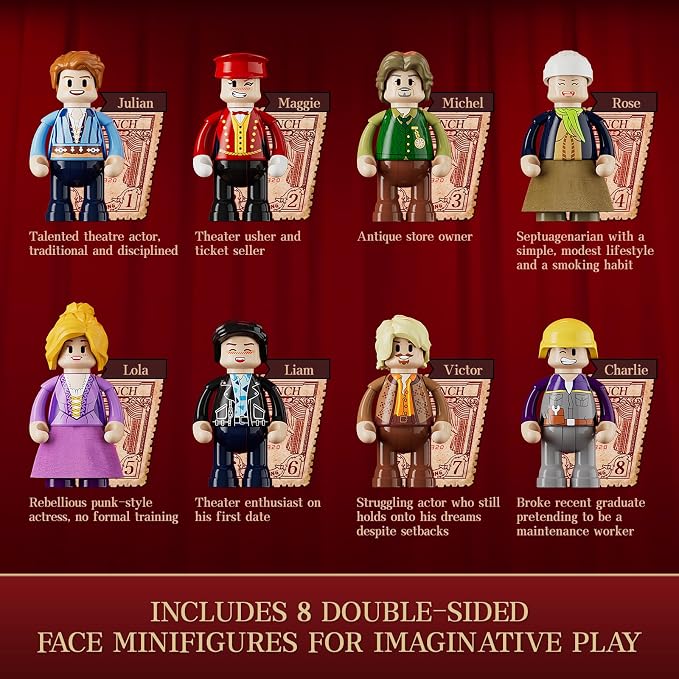 FUNWHOLE Balcony-Theatre Lighting Building-Bricks Set - City Town Creator House with LED Light Multi-Form Modular Collectible Display Kit 2445 Pcs for Adults and Movie Lovers