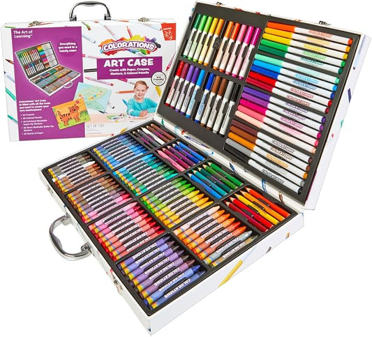 Colorations - Creative Artist Case - 150 pcs - Markers, Crayons, Colored Pencils, Paper, Art Set for Kids, Coloring Kit, Washable