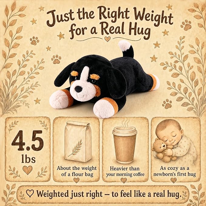 gnomantic Bernese Mountain Dog Weighted Stuffed Animals - 22 Inch 4.5 Pounds Weighted Plushies Dog Stuffed Animal - Big Plush Pillow - Cute Plush Toy Gifts for Kids & Adults (22" 4.5 lbs)