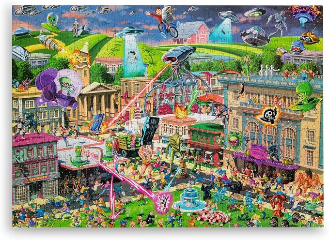 Alien Attack Sci-Fi Classics 1000-Piece Jigsaw Puzzle for Adults | Interactive Brain Teaser, Educational Toys & Games, Home Activities Building Kit for Creative Play | Nostalgic Gifts and Collectibles
