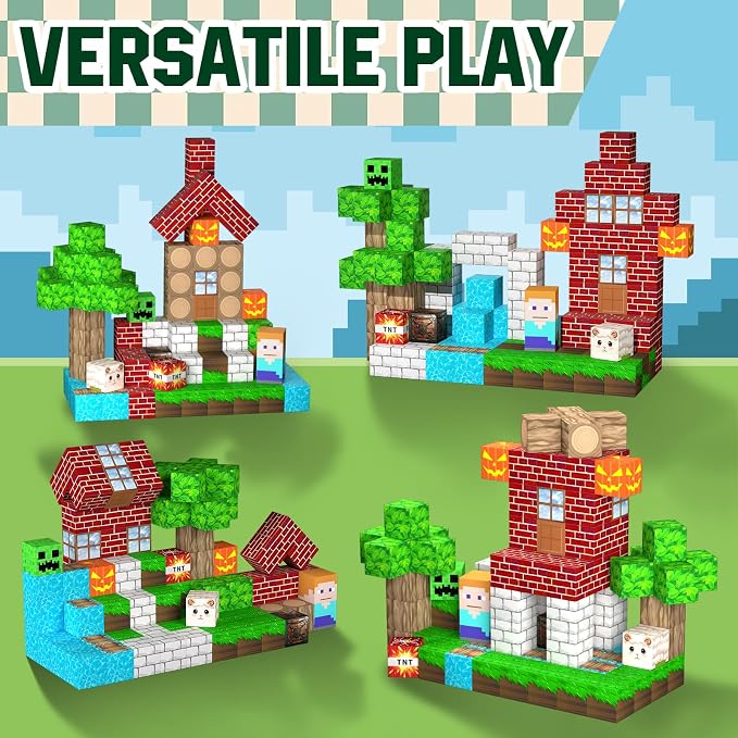 Uucoco 100 PCS Magnetic Blocks - Building Blocks Toy Magnetic Tiles for Kids, Build World Cubes Toys Gifts for Kids Boys Girls Age 3 4 5 6 7 8-12 Year Old, Christmas Birthday Gift