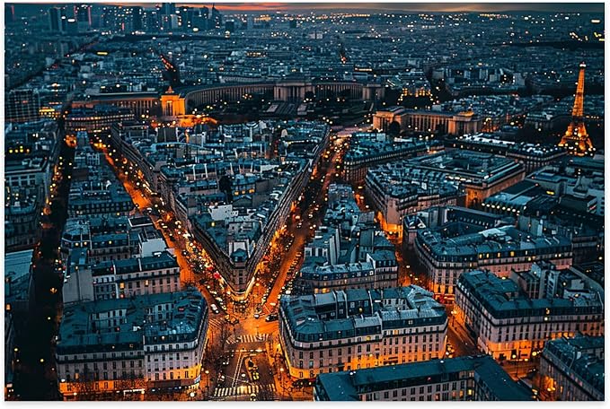 Paris Street Jigsaw Puzzles for Adults 1000 Pieces Paris Night Scene Puzzles for Teenagers Home Decor Wooden Challenging Fun Games Educational Toy Unique Suitable Family Friends