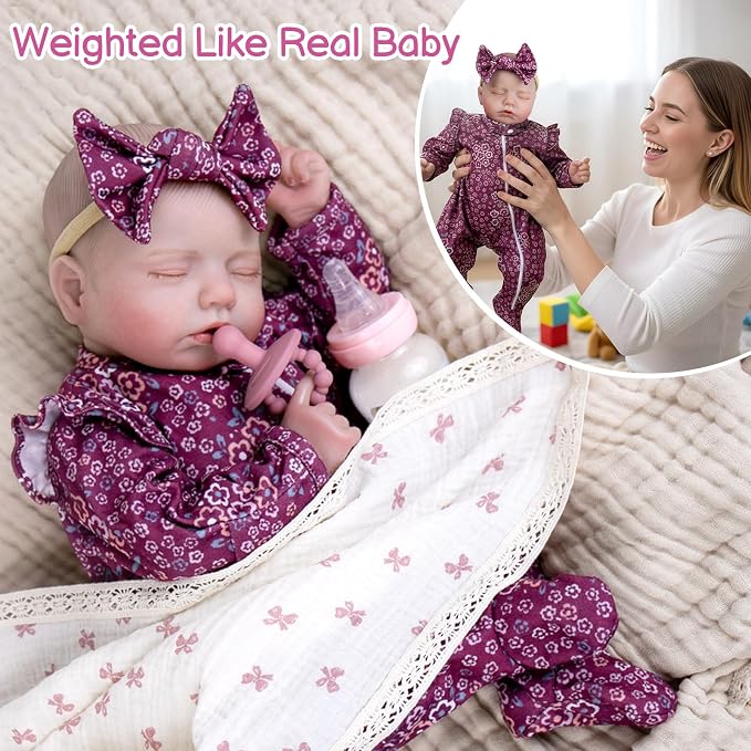 Aori 20 Inch Lifelike Reborn Baby Dolls - Realistic Weighted Newborn Sleeping Girl with Outfit, Soft Body Real Looking Baby Doll for Girls Age 3+, Pretend Play, Adoption Day, Collectible