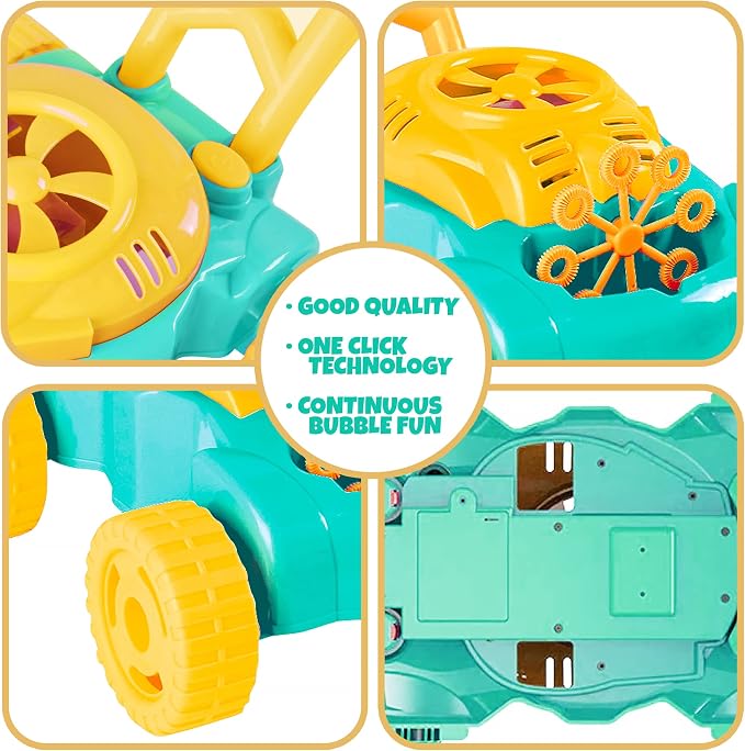 ArtCreativity Bubble Lawn Mower for Kids, Electronic Bubble Blower Machine, Summer Outdoor Push Toys for Kids, First Birthday Gift for Boys and Girls (Gender-Neutral)
