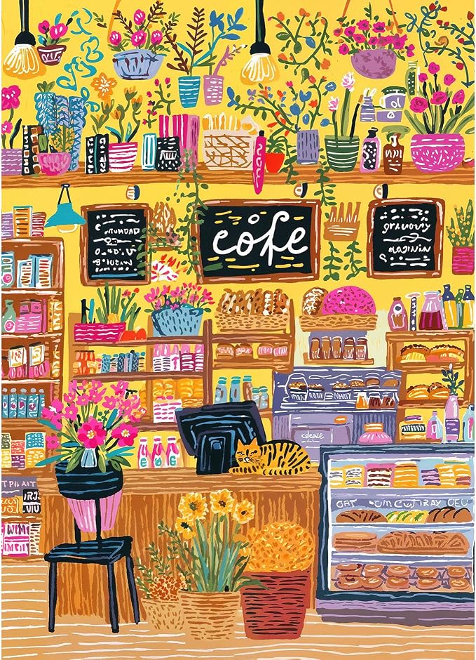 Puzzles for Adults 1000 Pieces, Jigsaw Puzzle for Adults, Fun Challenging Puzzle, Cozy Coffee Shop Puzzles Game, Interlock Perfectly No Dust, Gifts for Easter Mother’s Day
