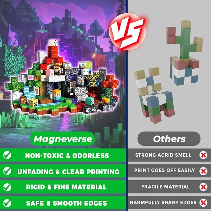 Magneverse 300 PCS 0.8in Magnetic Blocks - Magnet Toys for Kids, Magnetic Building Blocks Cubes, Stacking Magnets, School STEM Toys Birthday Gifts for Boys and Girls Age 3+ Years Old (Theme: Portal)