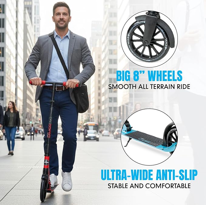 Kick Scooter for Kids, Teens & Adults - Lightweight Durable Frame, Smooth Ride, Sturdy Deck - Fun Rides for All Ages - Madd Gear