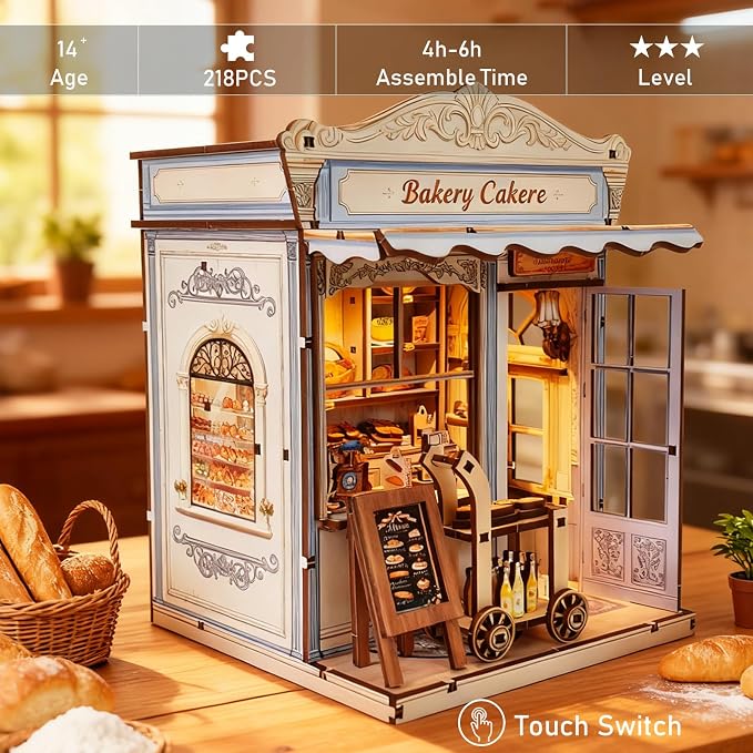 Book Nook Kits for Adults - DIY Miniature Bakery & Patisserie Dollhouse |Cozy 3D Wooden Puzzle, a Thoughtful Gift for Easter,St. Patrick’s Day, Holidays, Family, Friends, Girlfriend&Classmates