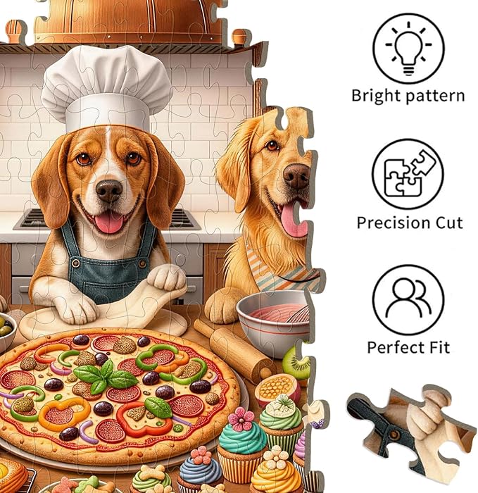 Puzzles for Kids Ages 6-8 and 8-10, 200 Piece Jigsaw Puzzle for Adults and Seniors – Funny Chef Doggy Puzzle, Cute Dog Puzzle, Educational Learning Toy for Boys and Girls, Family Game Gift