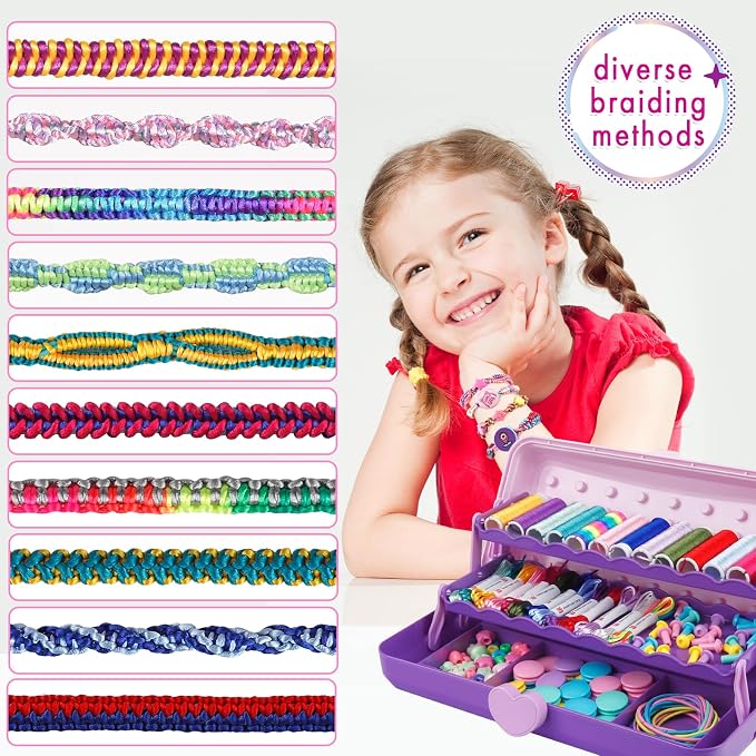 TingingYuli Friendship Bracelet Making Kit for Girls Ages 8-12, DIY String Bracelet Maker with 3-Layer Storage Box, Jewelry Making Kit Arts and Crafts Toy Gift for Kids Ages 6-12