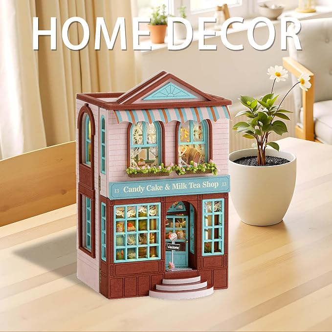 Flever Dollhouse Miniature DIY House Kit Creative Room with Furniture for Romantic Valentine's Gift (Manxing Dessert Shop)