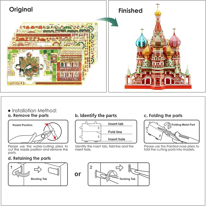 Piececool 3D Metal Puzzle Model Kits Saint Basil’s Cathedral Metal Building Kit for Adults, Brain Teaser DIY Model for Teens Man Woman Family-711 Pcs