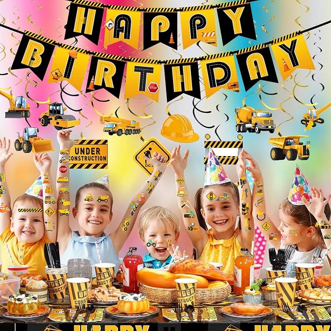 Cars and Trucks Temporary Tattoo for Kids - 50PCS Cars Construction Tractor Tattoos Party Birthday Decorations Excavator Construction Vehicle Tattoo Body Sticker for Kids Boys Girls Party Bag Filler