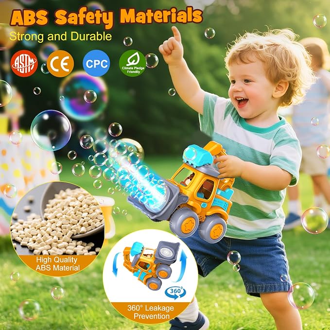 Nicmore Automatic Bubble Machine Toys for Toddlers: Portable Construction Truck Bubble Maker Blower Toys for 3 4 5 6 Year Old Boy Girl Kids Outdoor Toys for Easter Party Birthday