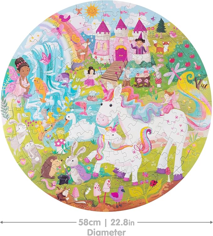 boppi Round 150 Piece Jigsaw for Kids Aged 5-8 | Educational Unicorn Puzzle with Magical Creatures & Fantasy Scenes | Eco-Friendly Recycled Cardboard