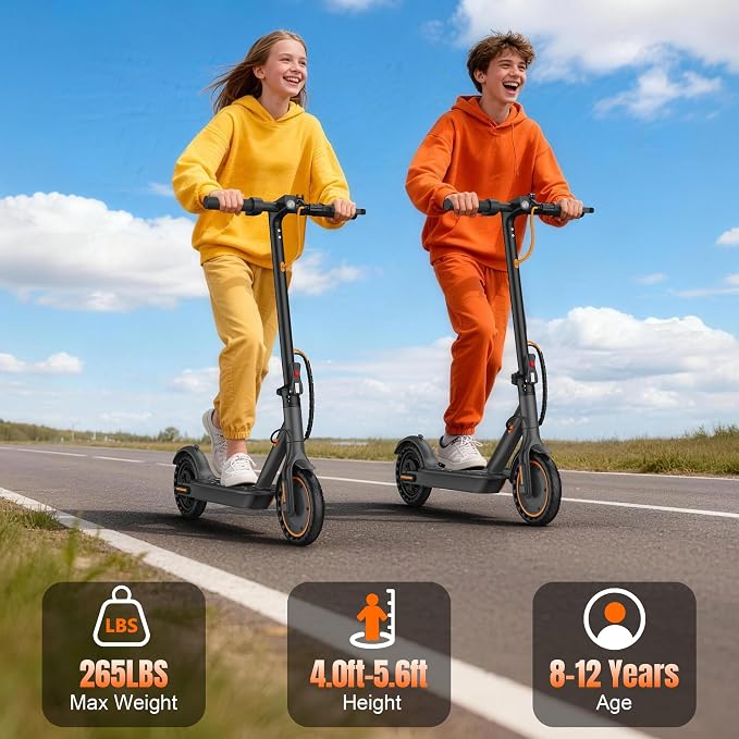 WERHY Foldable Kids Electric Scooter, 350W Motor, Max 12/16Miles Long Range, 19 MPH Max Speed, 8.5" Solid Tire, Lightweight Foldable E-Scooter with Dual Braking, Digital Display, Cruise Control