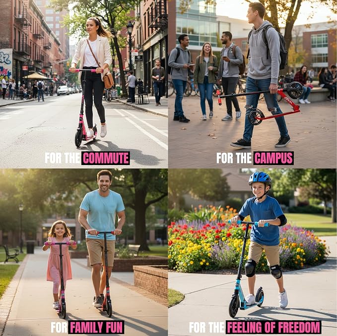 Kick Scooter for Kids, Teens & Adults - Lightweight Durable Frame, Smooth Ride, Sturdy Deck - Fun Rides for All Ages - Madd Gear