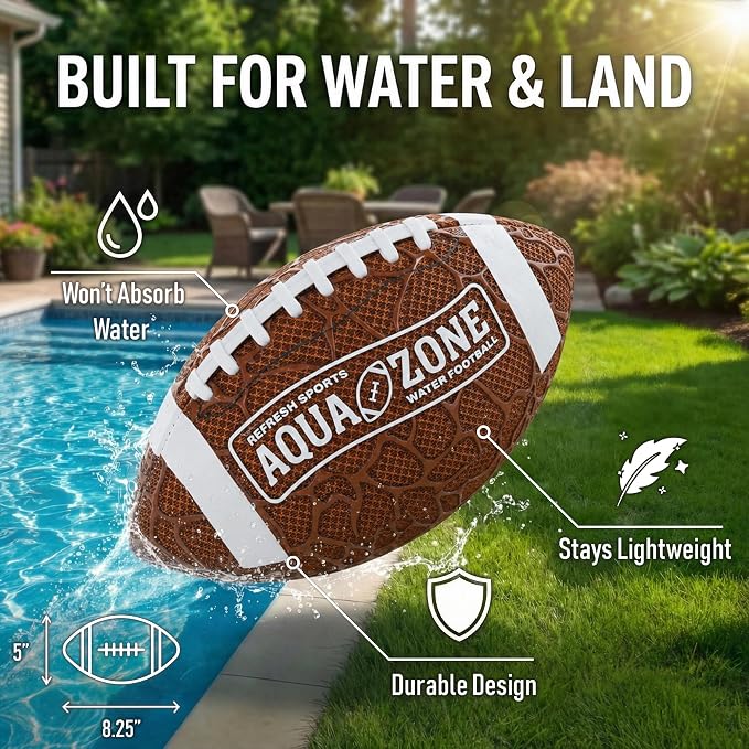 Water Football for Pool & Beach - Best Pool Toys for Kids All Ages - Easy Grip & Soft to Catch Footballs - Fun Outdoor Sports Beach Toys - Pool Gifts for Kids 5 6 7 8 9 10 11 12 + Year Old Boy & Girl